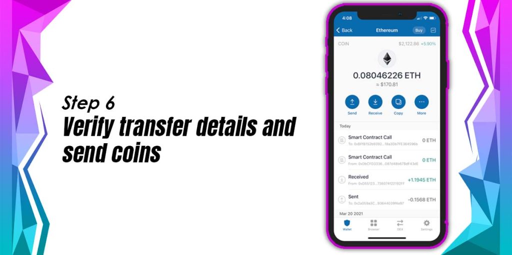 Verify Transfer Details And Send Coins