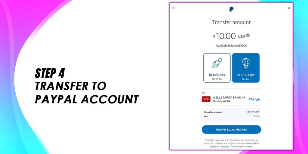 Transfer to PayPal Account