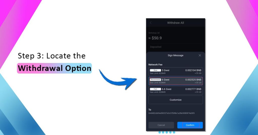 Locate the Withdrawal Option 
